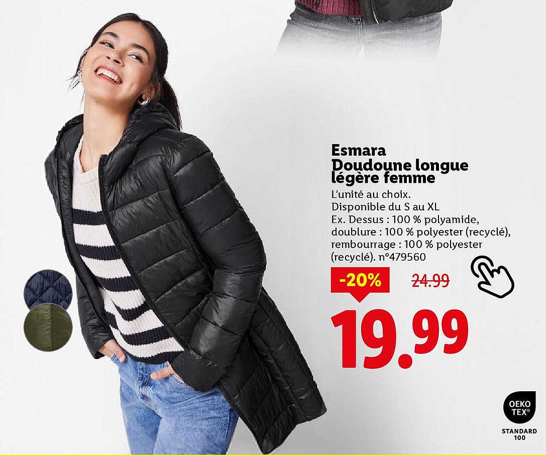 Esmara Doudoune longue légère femme