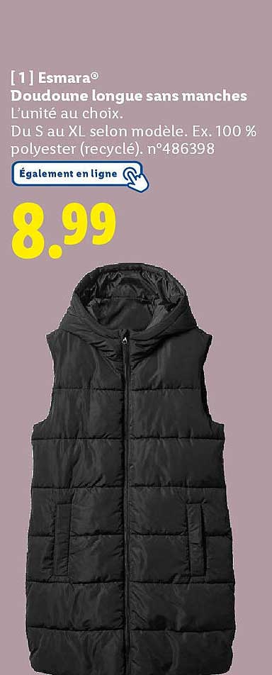 Esmara® Doudoune longue sans manches