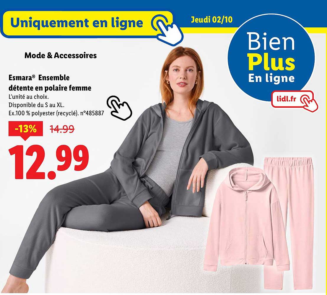 Esmara® Ensemble détente en polaire femme