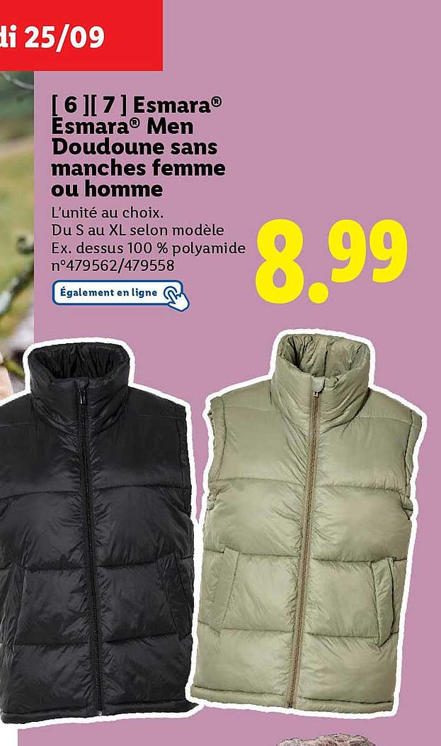 Esmara® Men Doudoune sans manches femme ou homme