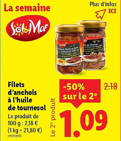 Filets d'anchois à l'huile de tournesol