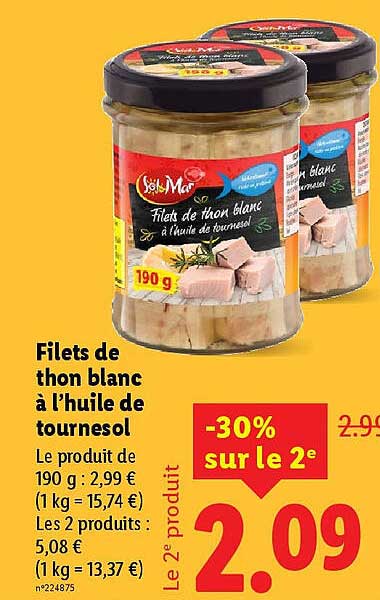 Filets de thon blanc à l'huile de tournesol