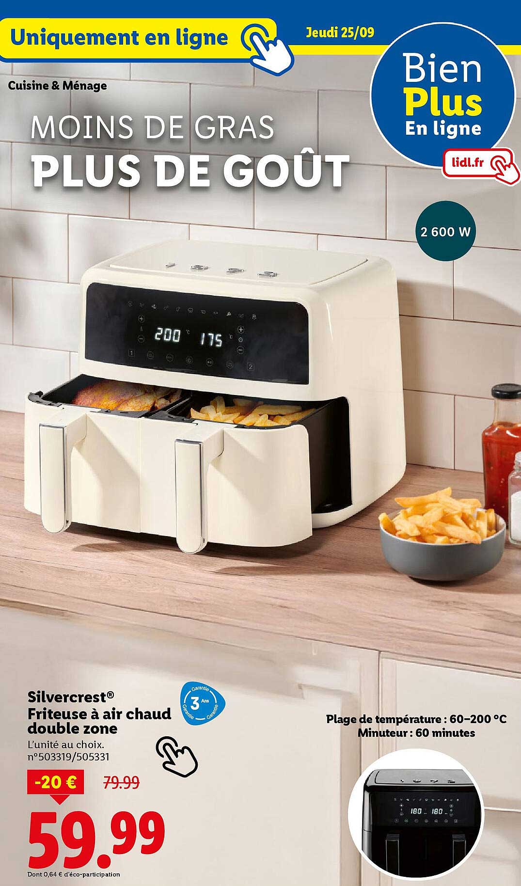 Friteuse à air chaud double zone Silvercrest®