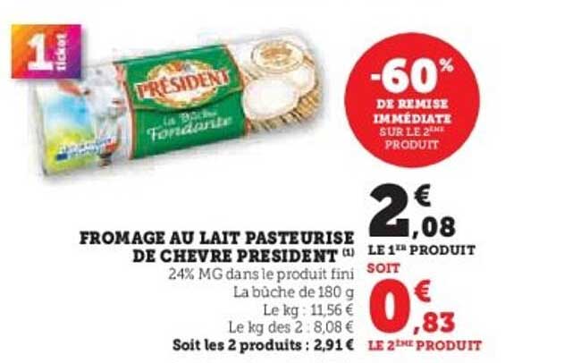FROMAGE AU LAIT PASTEURISE DE CHEVRE PRESIDENT