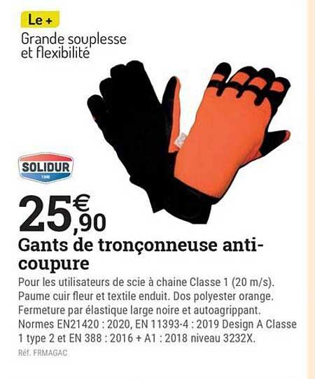 Gants de tronçonneuse anti-coupe