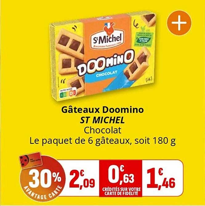 Gâteaux Doomino ST MICHEL Chocolat - Le paquet de 6 gâteaux, soit 180 g