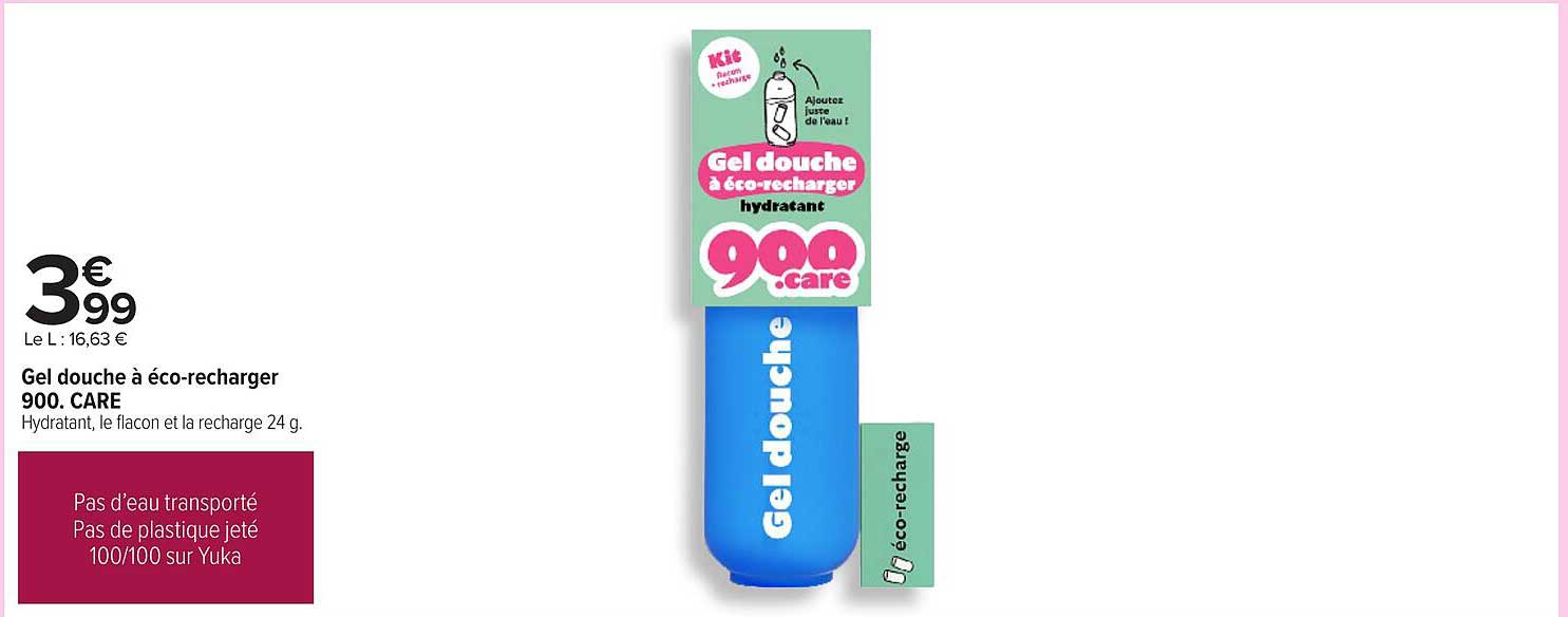 Gel douche à éco-recharger 900. CARE