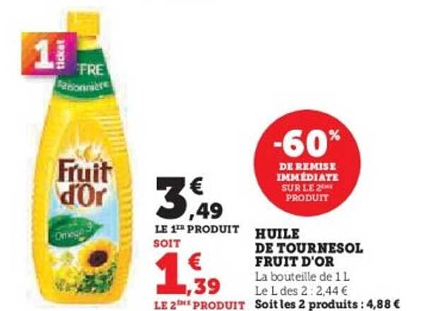HUILE DE TOURNESOL FRUIT D'OR