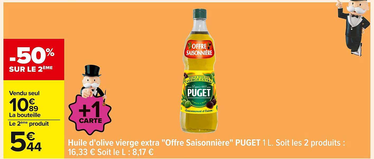 Huile d'olive vierge extra "Offre Saisonnière" PUGET 1 L