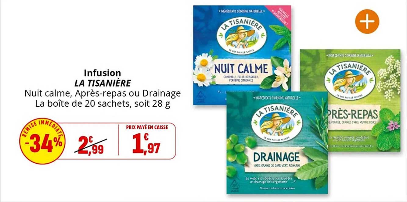 Infusion LA TISANIÈRE Nuit calme, Après-repas ou Drainage