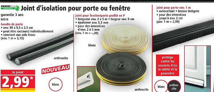 Joint d'isolation pour porte ou fenêtre