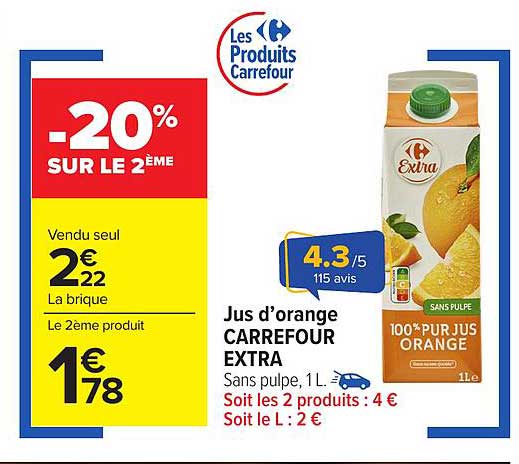 Jus d’orange CARREFOUR EXTRA