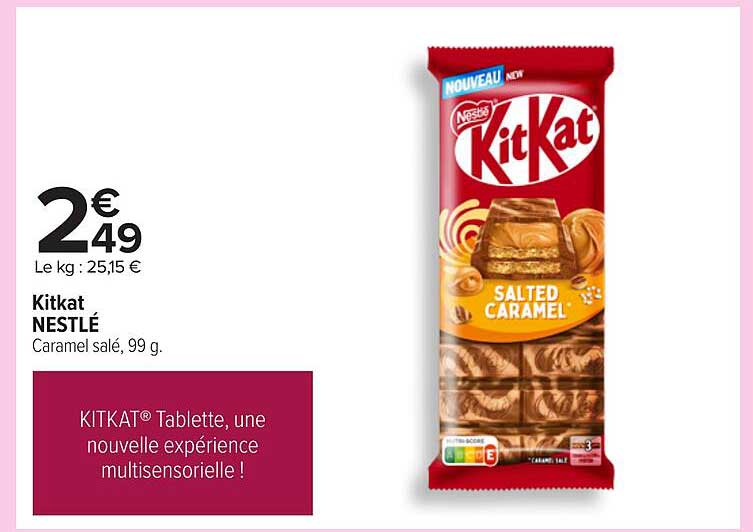 Kitkat NESTLÉ Caramel salé, 99 g