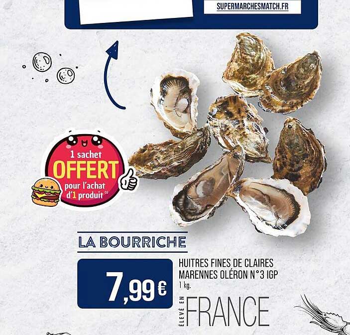 LA BOURRICHE - HUITRES FINES DE CLAIRES MARENNES OLÉRON N°3 IGP 1 KG