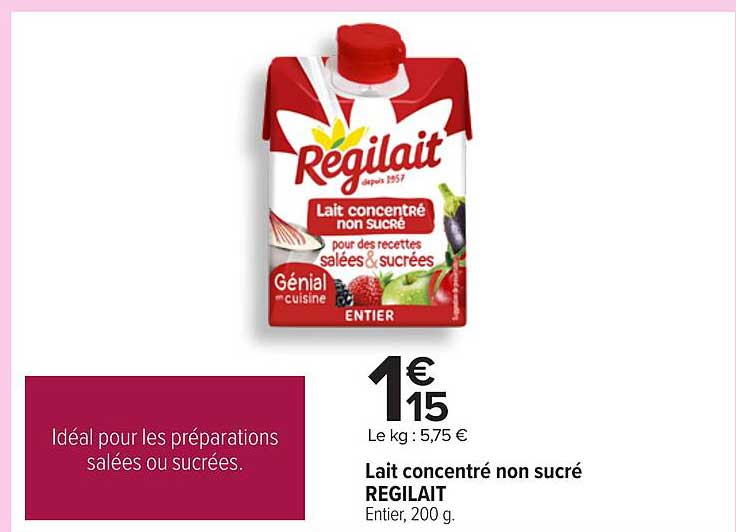 Lait concentré non sucré REGILAIT