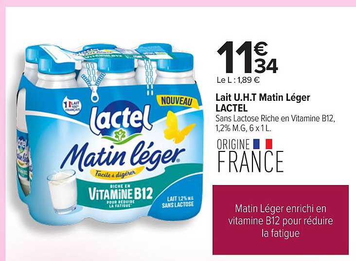 Lait U.H.T Matin Léger LACTEL