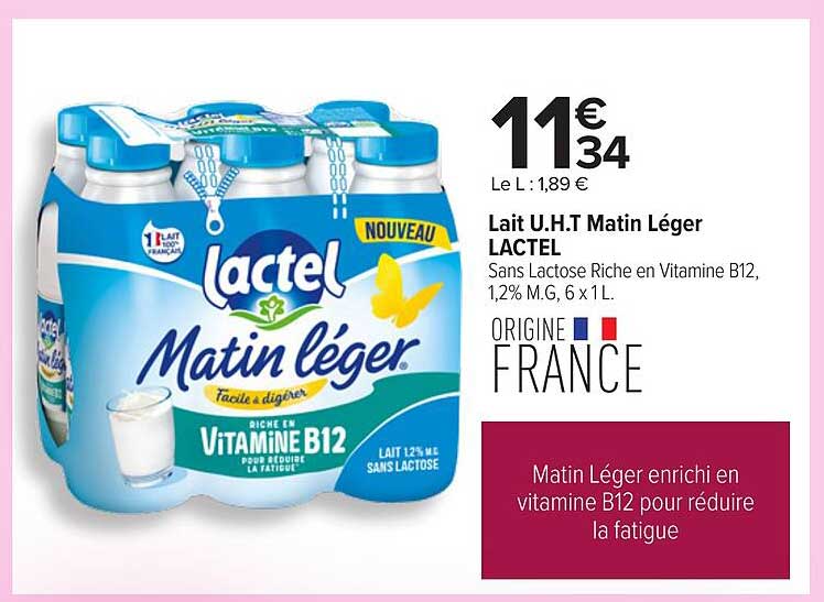 Lait U.H.T Matin Léger LACTEL