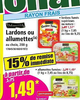 Lardons ou allumettes au choix, 200 g