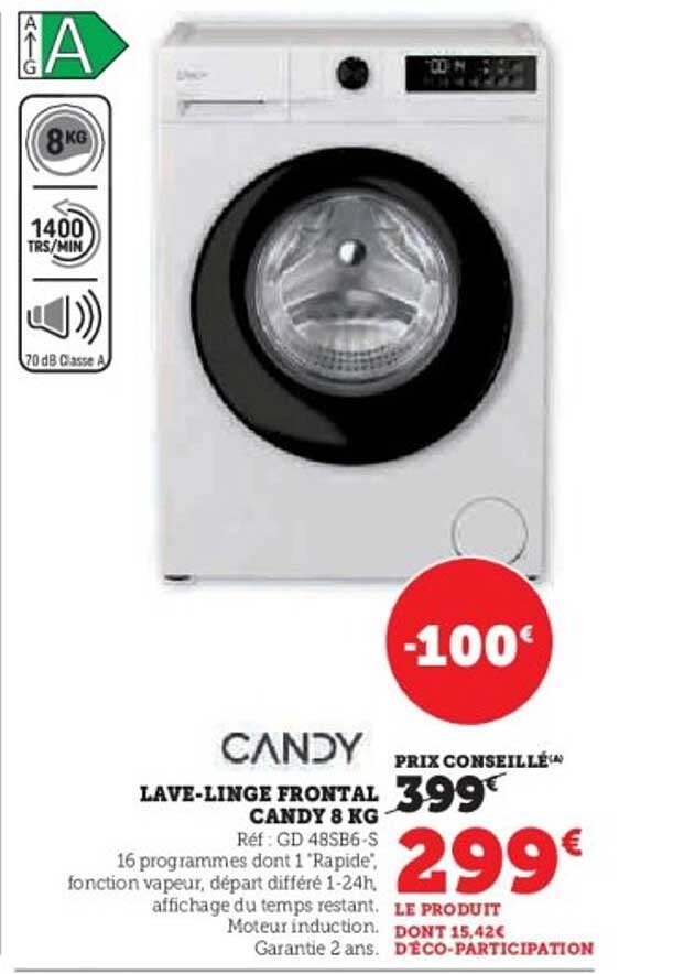 LAVE-LINGE FRONTAL CANDY 8 KG