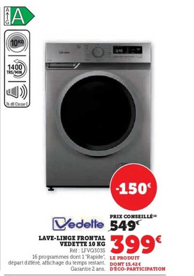 LAVE-LINGE FRONTAL VEDETTE 10 KG