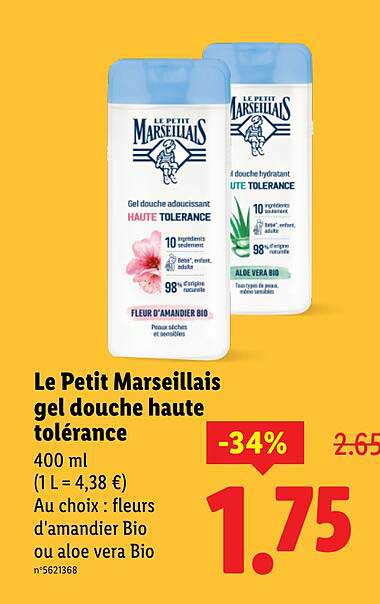 Le Petit Marseillais gel douche haute tolérance