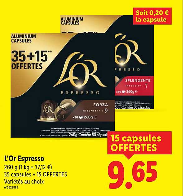 L'Or Espresso 35 capsules + 15 OFFERTES