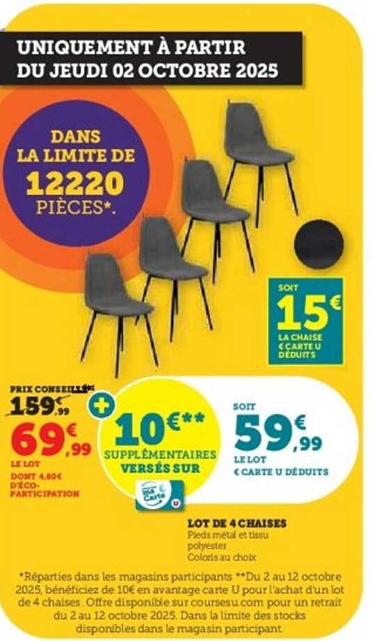 LOT DE 4 CHAISES