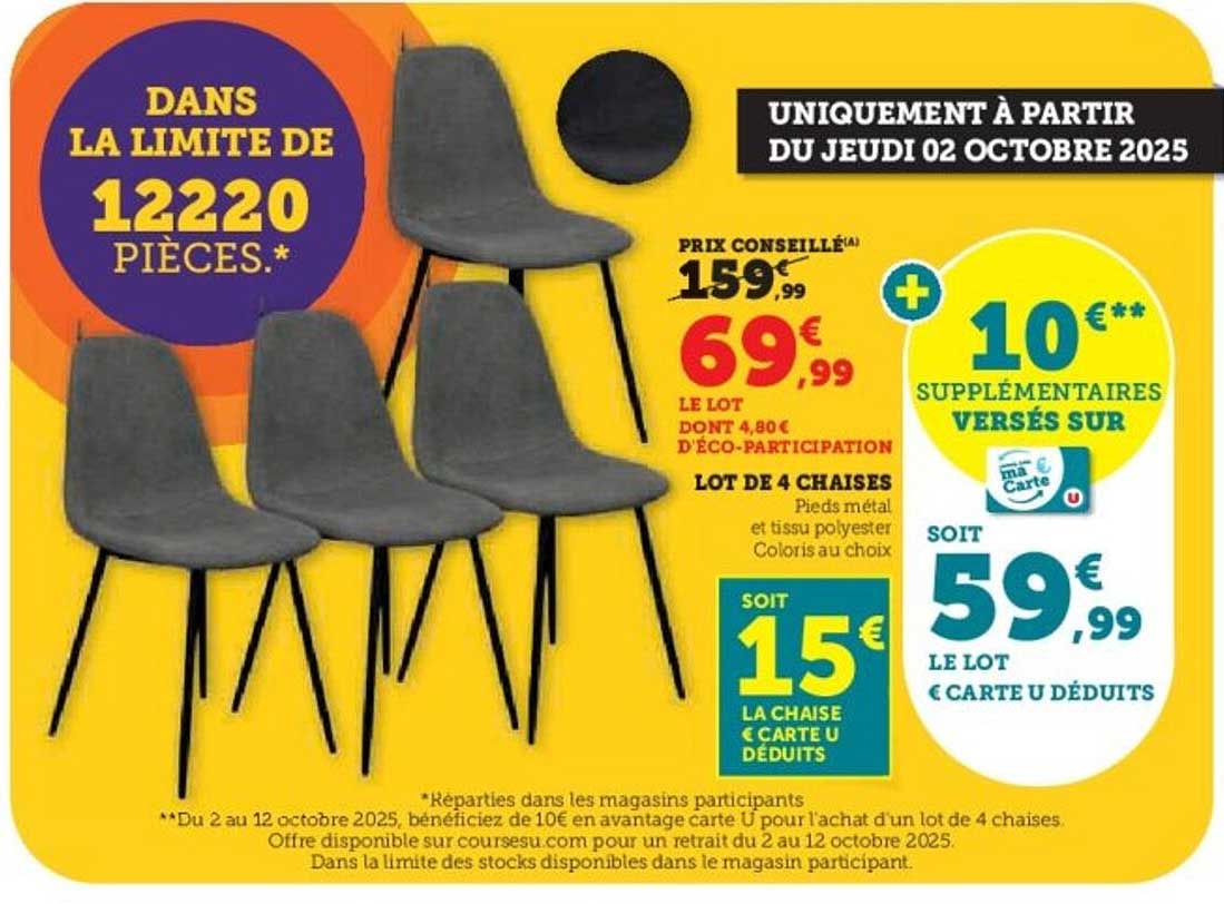 Lot de 4 chaises