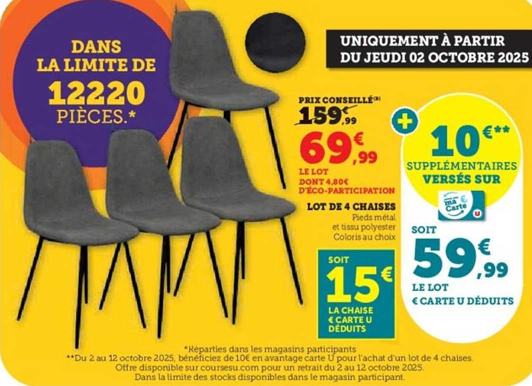 LOT DE 4 CHAISES