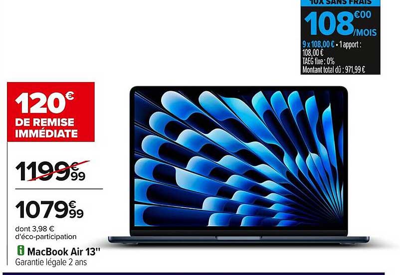 MacBook Air 13" - 120€ de remise immédiate