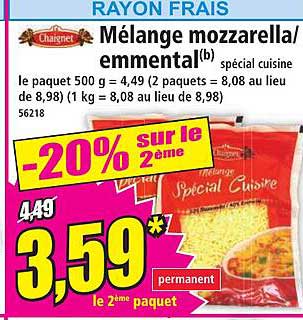 Mélange mozzarella/emmental spécial cuisine