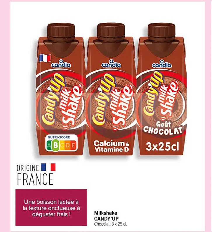 Milkshake CANDY'UP Chocolat, 3 x 25 cl