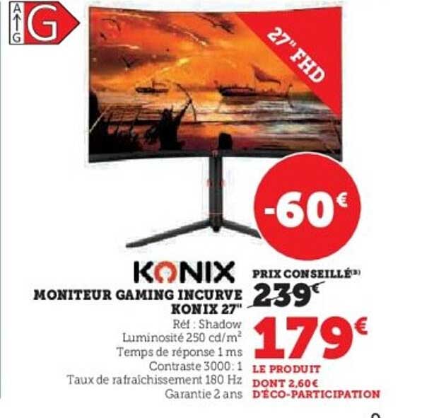 MONITEUR GAMING INCURVE KONIX 27"