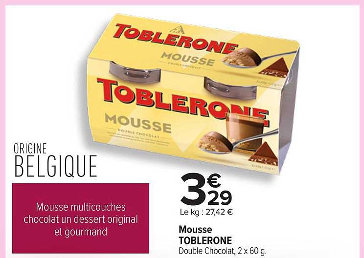 Mousse Toblerone Double Chocolat 2 x 60 g