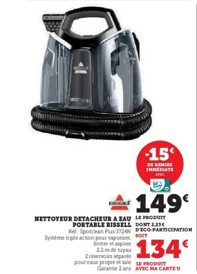 NETTOYEUR DÉTACHEUR A EAU PORTABLE BISSELL