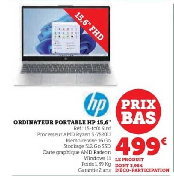 ORDINATEUR PORTABLE HP 15,6"