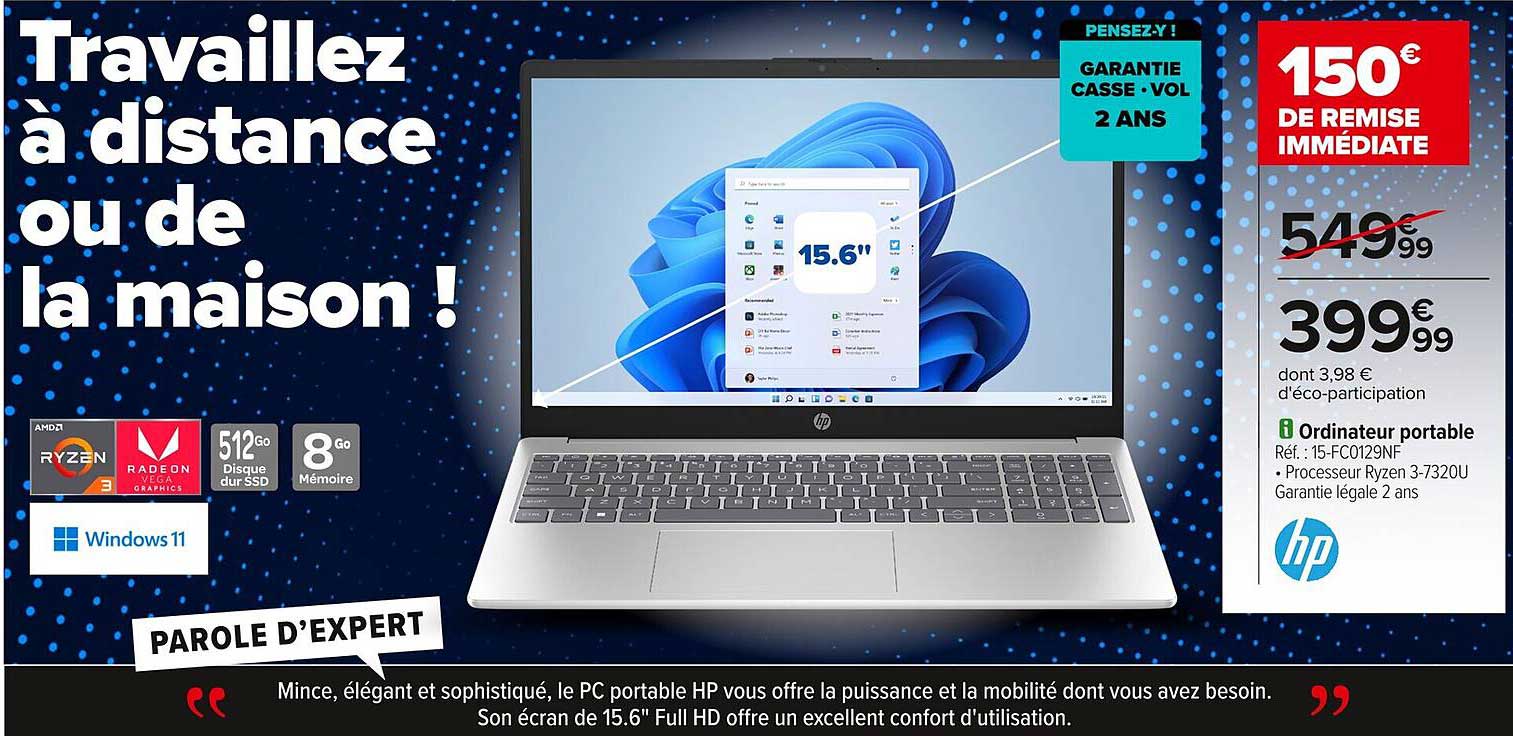 Ordinateur portable HP - Remise de 150€