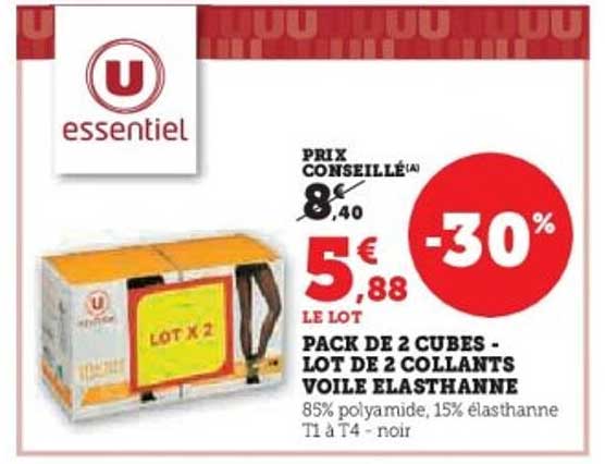 PACK DE 2 CUBES - LOT DE 2 COLLANTS VOILE ELASTHANNE