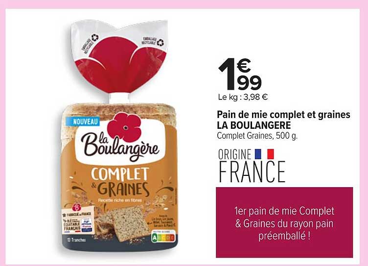 Pain de mie complet et graines LA BOULANGÈRE