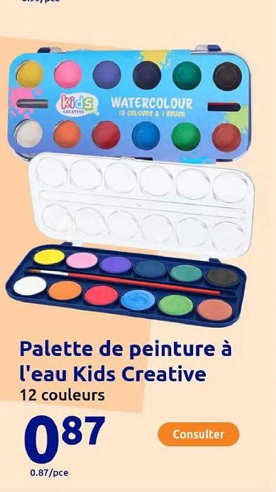 Palette de peinture à l'eau Kids Creative 12 couleurs