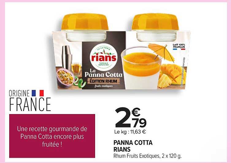 Panna Cotta Rians Édition Rhum