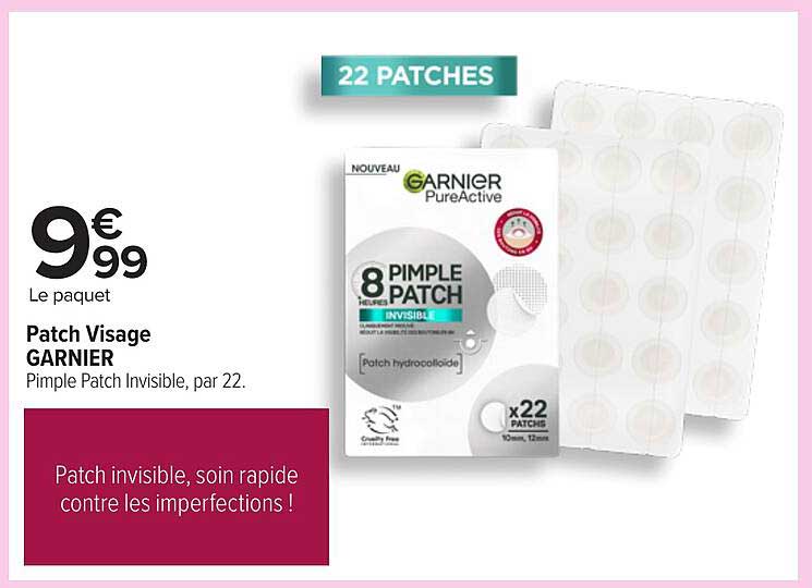 Patch Visage Garnier Pimple Patch Invisible, par 22.
