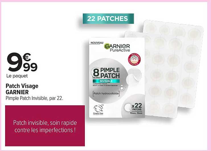Patch Visage Garnier Pimple Patch Invisible, par 22.