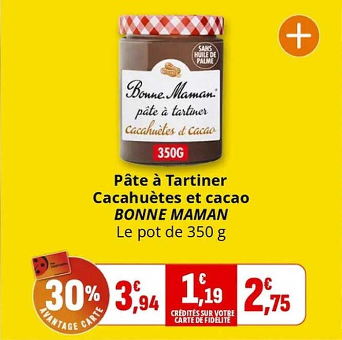 Pâte à Tartiner Cacahuètes et cacao BONNE MAMAN Le pot de 350 g