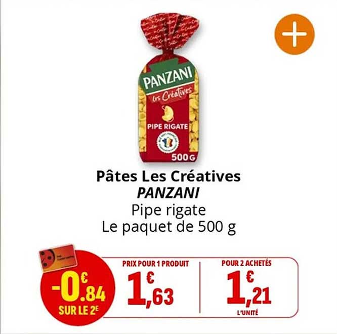 Pâtes Les Créatives PANZANI Pipe rigate Le paquet de 500 g