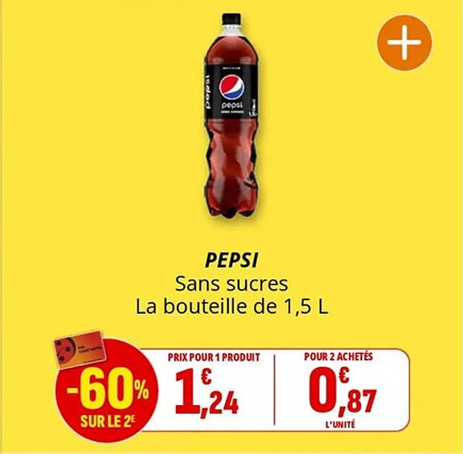 PEPSI Sans sucres La bouteille de 1,5 L