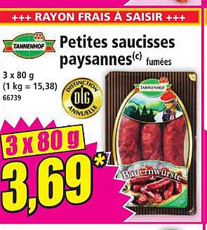 Petites saucisses paysannes fumées