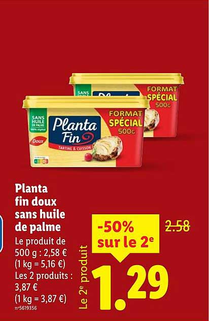 Planta fin doux sans huile de palme