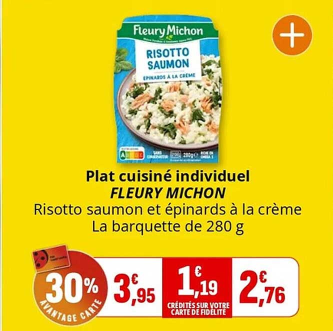 Plat cuisiné individuel FLEURY MICHON Risotto saumon et épinards à la crème