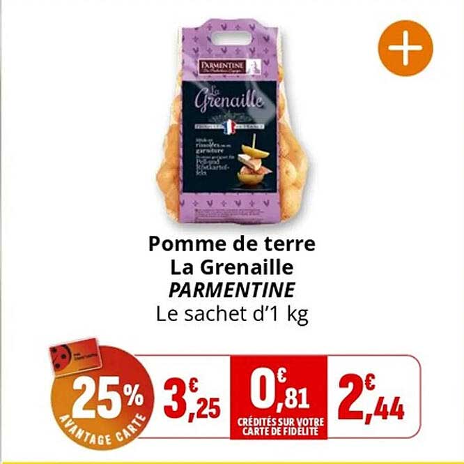 Pomme de terre La Grenaille PARMENTINE Le sachet d’1 kg
